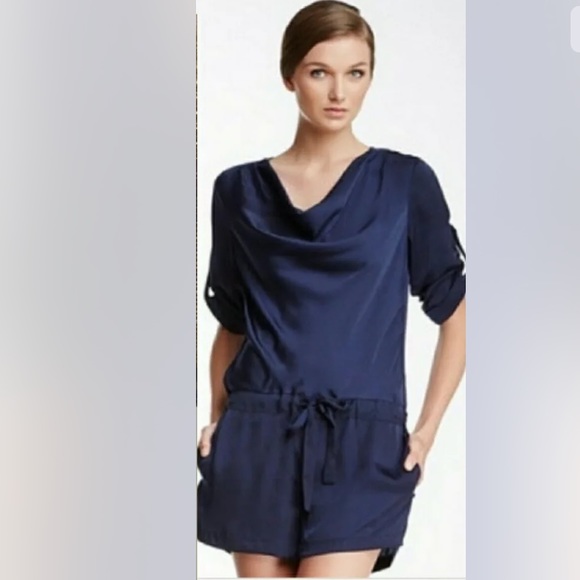 BCBGMAXAZRIA Vanda Cowl Neck Romper S Black - Picture 2 of 10